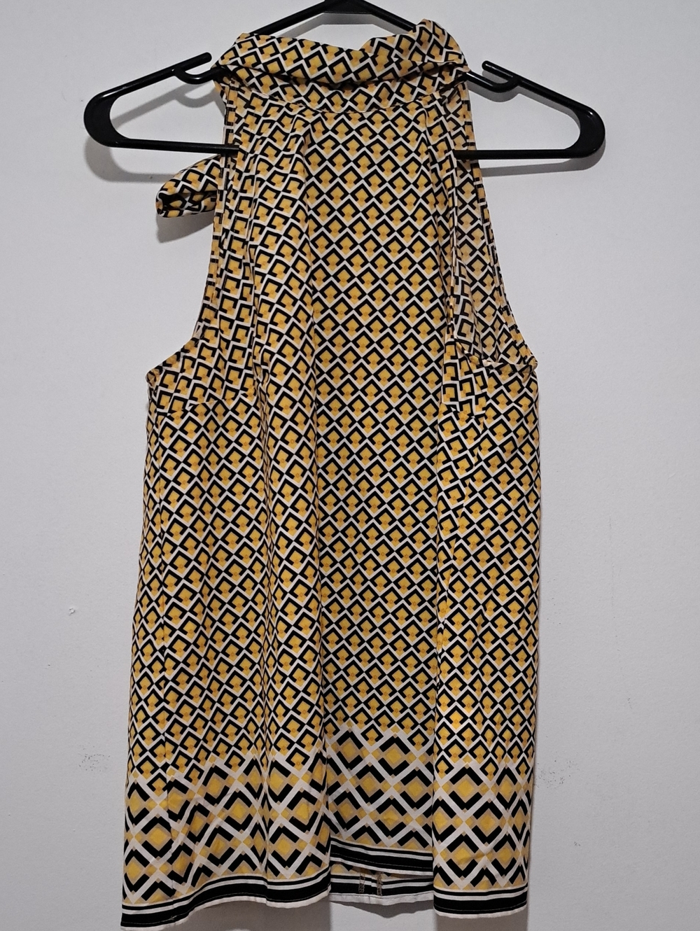 Banana Republic Yellow Black Geometric Tie-Neck Camisole